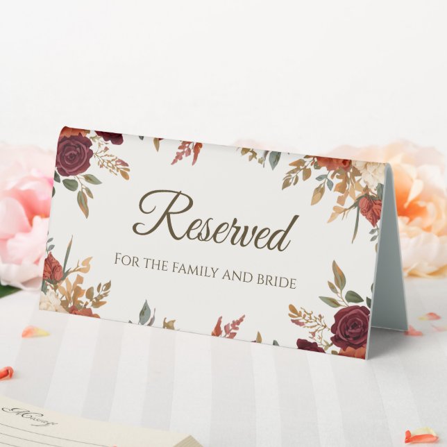 Plaque De Table Personnalisé Rustic Fall Floral Réservé (In SItu (Mariage))