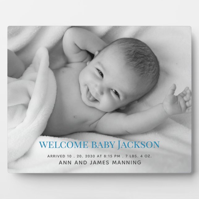 Plaque de table personnalisée avec photo de bébé e (Devant)