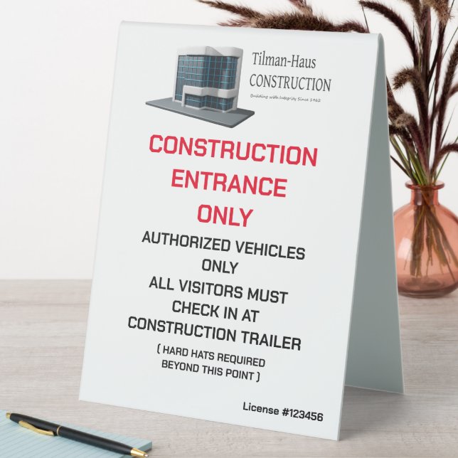 Plaque De Table Personnaliser Construction Entrepreneur Logo Site  (En SItu (Tableau))
