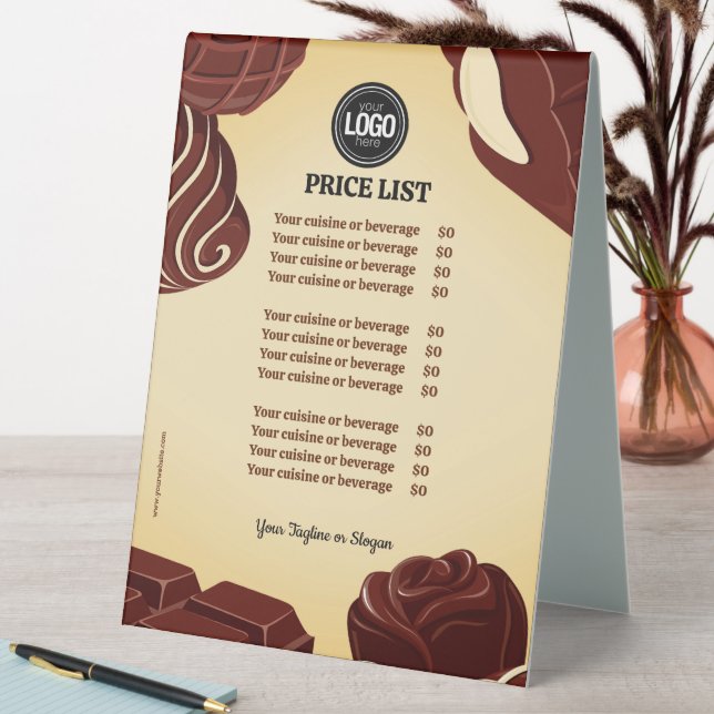 Plaque De Table Personnaliser les affaires modernes de chocolat (En SItu (Tableau))