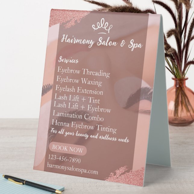 Plaque De Table Personnaliser Salon Spa Lashes Services (En SItu (Tableau))