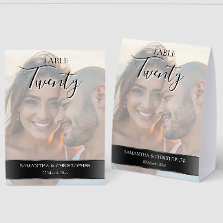 Plaque De Table Photo Wedding Table Number with Black band