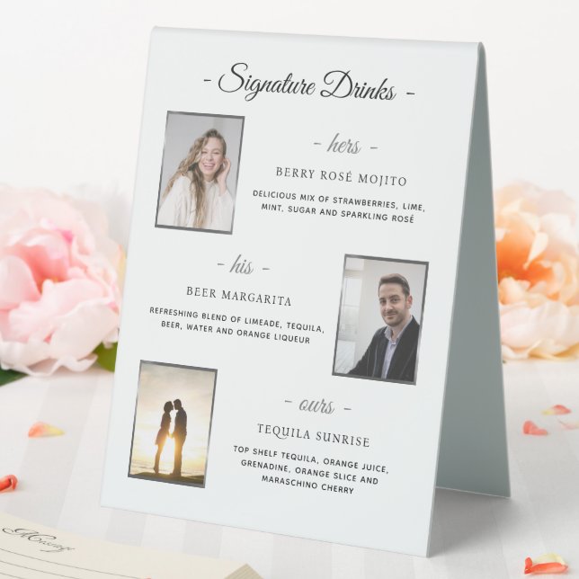 Plaque De Table Photos de Mariage d'argent avec signature personna (In SItu (Mariage))