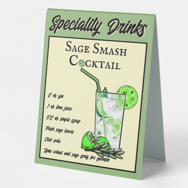 Plaque De Table Pickleball Mariage Bachelorette Spécialité Cocktai (Verso)