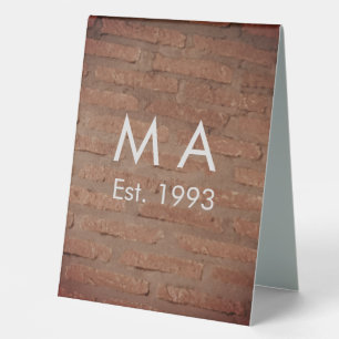 Plaque De Table pierre de brique rustique Brown ajouter le nom let