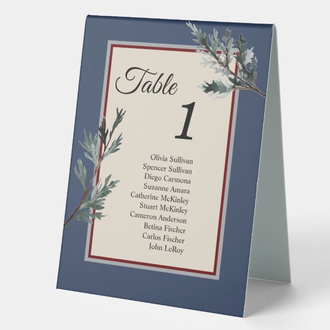 Plaque De Table Pine Blue Winter Table Tente Signal avec invités (Recto)