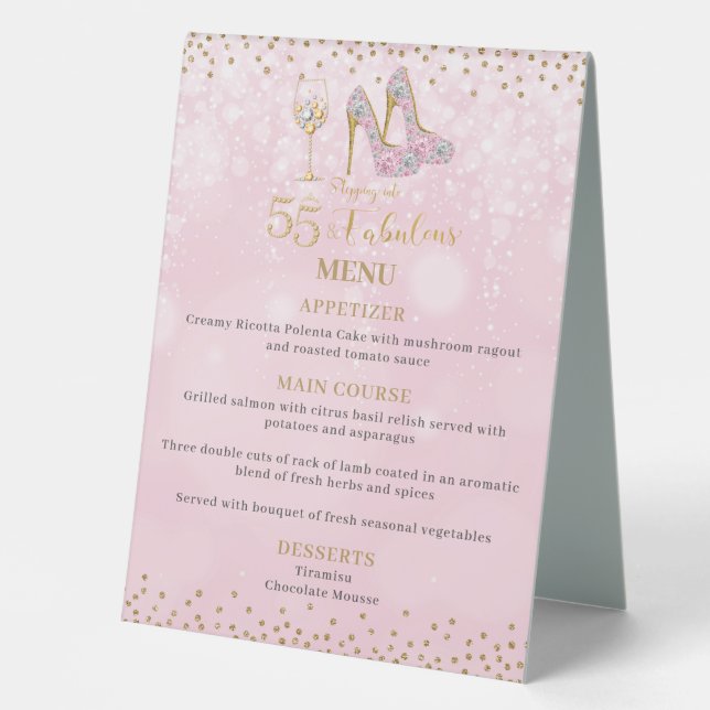 Plaque De Table Pink and Gold 55 et Fabulous Menu Bar Cocktails (Recto)