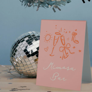 Plaque De Table Pink and Red Sketch Bachelorette Week-end Party