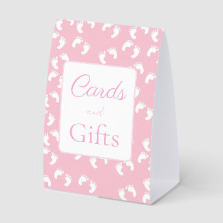 Plaque De Table Pink Baby Footprints Baby Shower