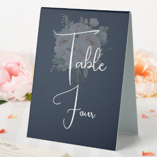Plaque De Table Pivoines roses sur fond bleu marine