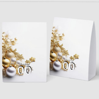 Plaque De Table Plan de table d'arbre de Noël blanc – Or et Argent