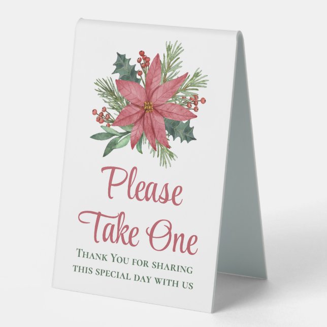 Plaque De Table Poinsettia Noël Rouge Floral Mariage Faveurs (Recto)
