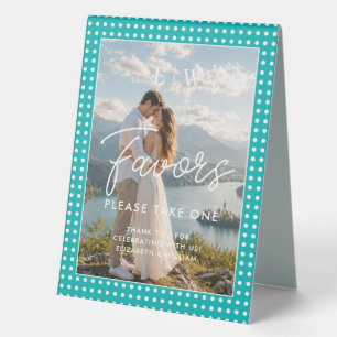 Plaque De Table Points blancs sur sarcelle – Mariage personnalisé