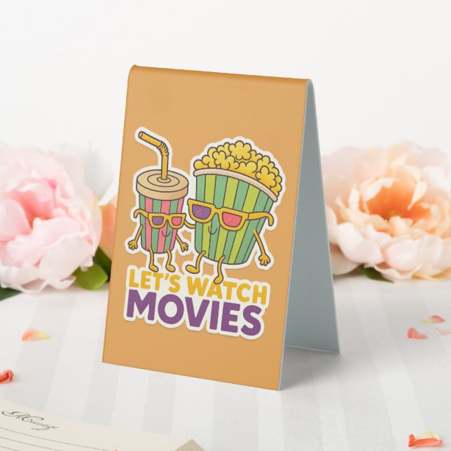 Plaque De Table Popcorn & Soda Duo – Movie Night Vibes (In SItu (Mariage))