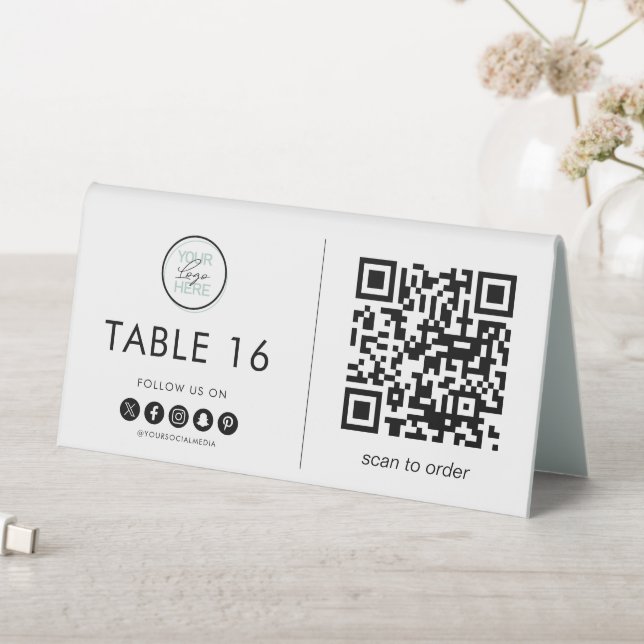 Plaque De Table Porte-menu QR Code de commande en table (En SItu (Tableau))