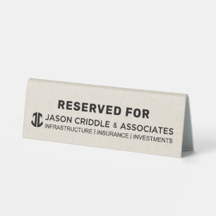 Plaque De Table Porte-nom de table en lin beige avec logo personna