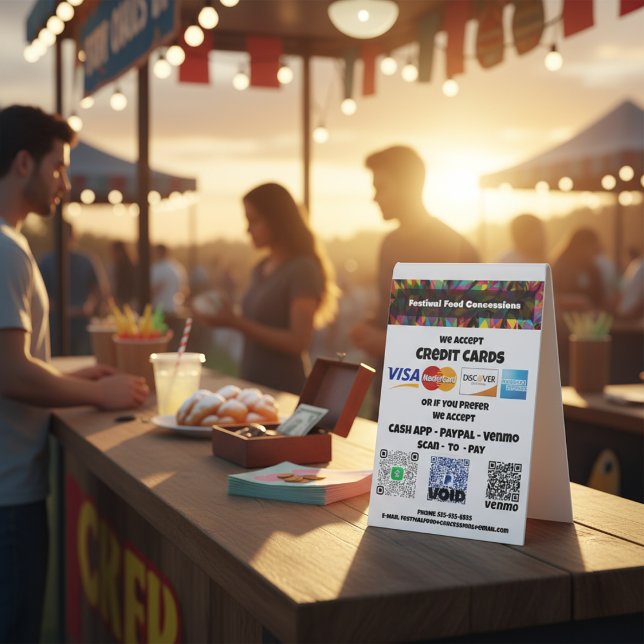 Plaque De Table Processus de paiement du code QR simplifié (QR Code Payment Process Made Easy Table Tent)