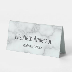Plaque De Table Professional Faux Marbre blanc Grey Titre et nom