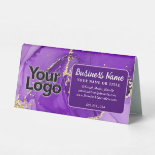Plaque De Table Purple Amethyst Alcool Enk QR Paiement Logo Marché