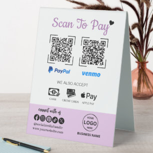 Plaque De Table QR Code de l'analyse de paiement pour payer Venmo 
