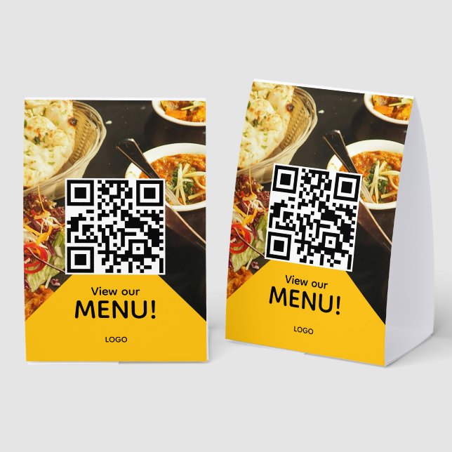 Plaque De Table qr code restaurant bar menu photo (Recto/verso)