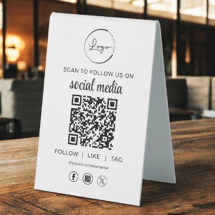 Plaque De Table QR Code Scan To Follow Us on Social Network