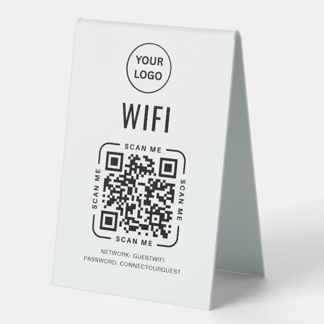 Plaque De Table QR Code Wifi | Business Logo Scan to Connect  (Recto)