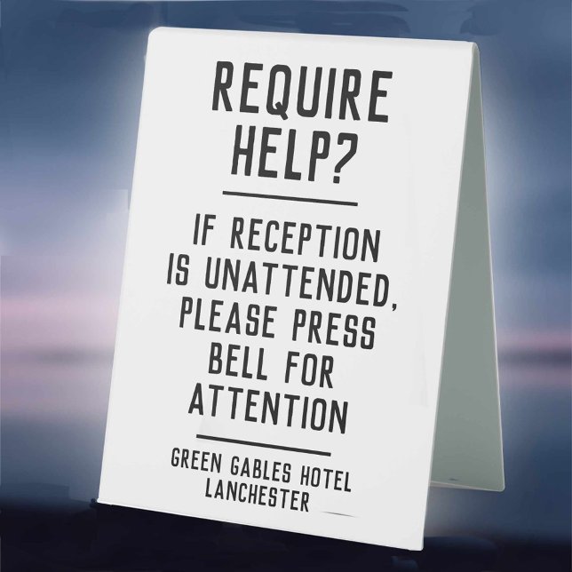 Plaque De Table Réception de l'hôtel Instructions sans surveillanc (Créateur téléchargé)