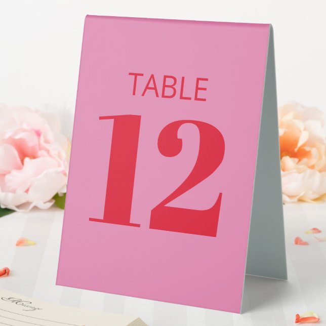 Plaque De Table Réception moderne en rose vif et rouge (In SItu (Mariage))