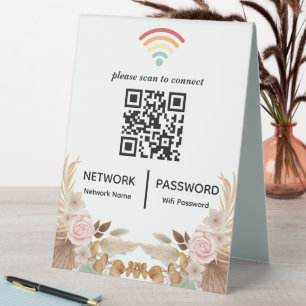 Plaque De Table Réseau Wi-Fi Baby shower aquarelle Code QR