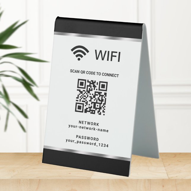 Plaque De Table Réseau Wifi et mot de passe QR Code personnalisé (Créateur téléchargé)