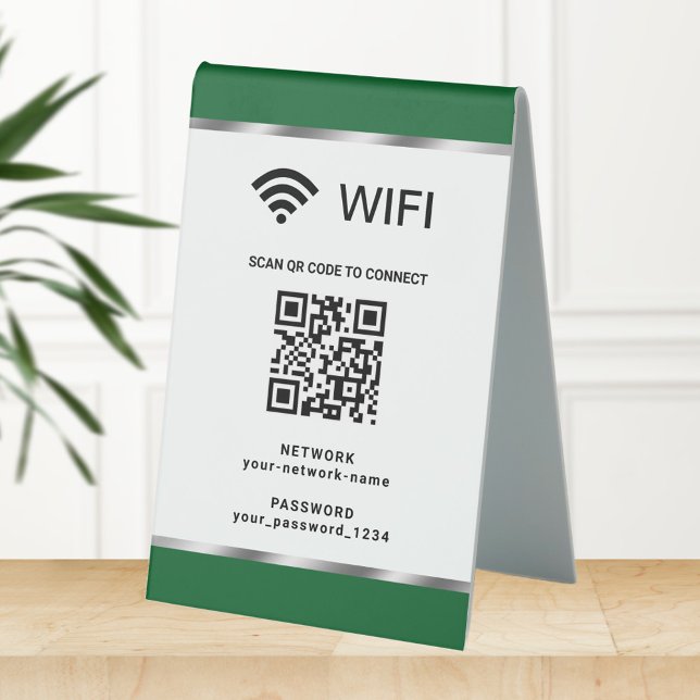 Plaque De Table Réseau Wifi et mot de passe QR Code personnalisé (Créateur téléchargé)