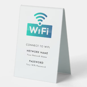 Plaque De Table Réseau Wifi Personnalisé Connexion Blanc Moderne