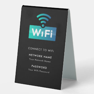 Plaque De Table Réseau Wifi Personnalisé Connexion Noir Moderne