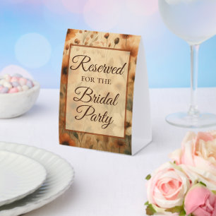 Plaque De Table Réservé à la Mariée Sienne Fleurs Sauvages