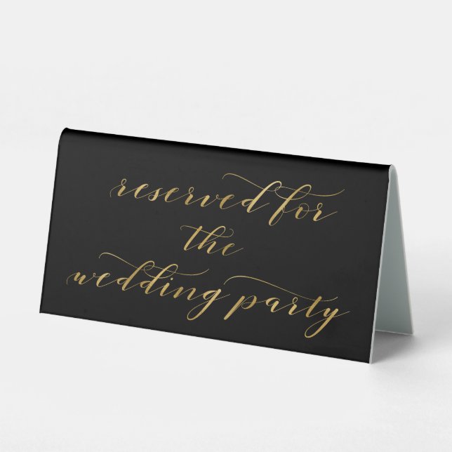 Plaque De Table Réservé Pour La Calligraphie D'Or Noir Du Mariage (Recto)