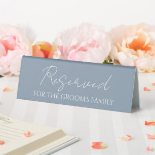 Plaque De Table Réservé pour la famille Dusty Blue Mariage