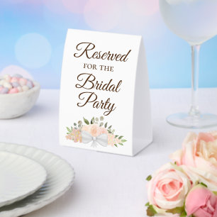 Plaque De Table Réservé pour la fête nuptiale Coral Peach Floral