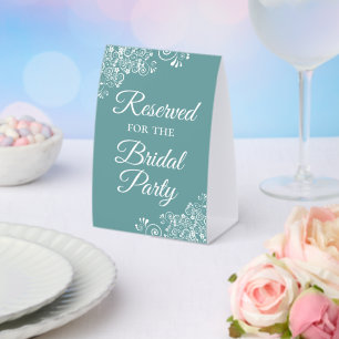 Plaque De Table Réservé pour la fête nuptiale Elégant Aqua Turquoi