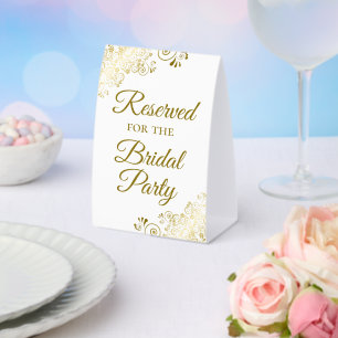 Plaque De Table Réservé pour la fête nuptiale Elegant Gold & White