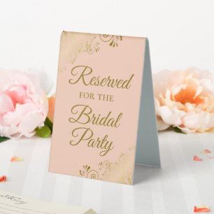 Plaque De Table Réservé pour la mariée Elegant Peach & Gold