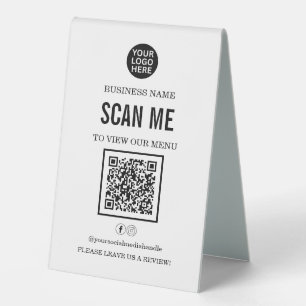 Plaque De Table Restaurant Menu Code QR Logo d'entreprise