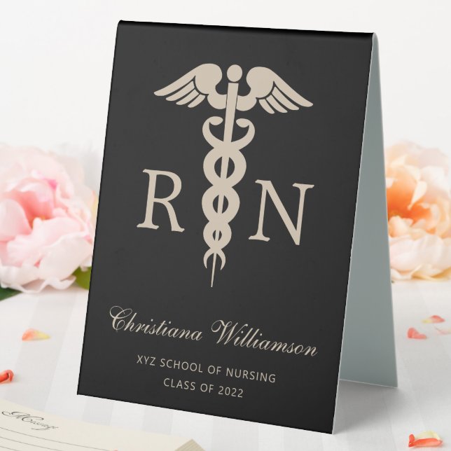 Plaque De Table RN Infirmière inscrite Caduceus Graduation minimal (In SItu (Mariage))