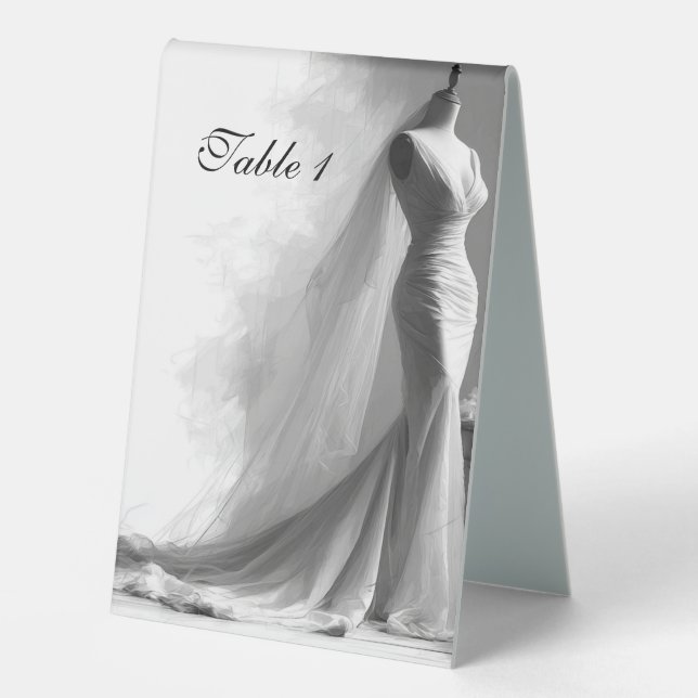 Plaque De Table Romantic Sketch Wedding Table Number Card with Per (Recto)