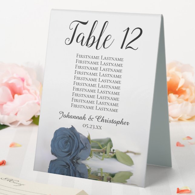 Plaque De Table Rose bleu Dusty Steel Numéro de Mariage Tableau de (In SItu (Mariage))