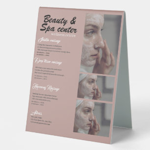 Plaque De Table Rose et noir et blanc Simple Beauté & Spa