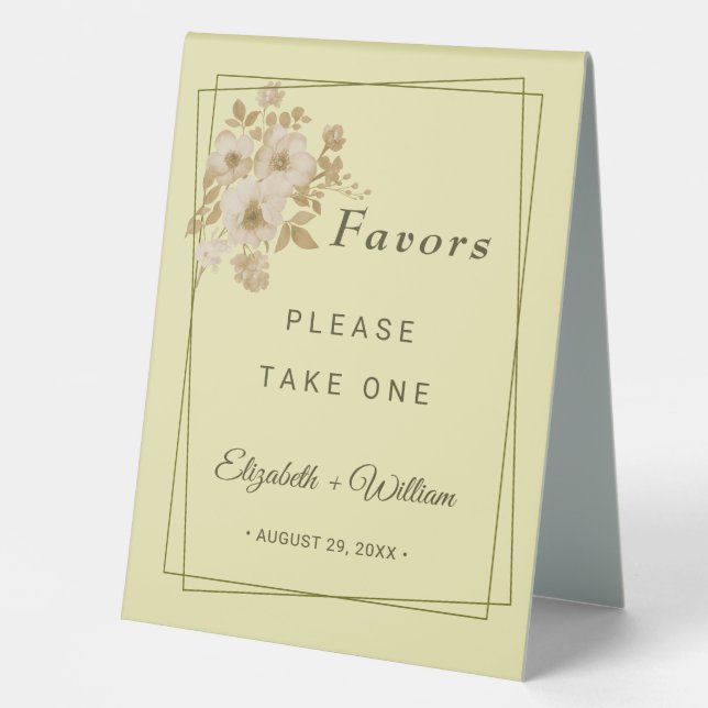 Plaque De Table Rose Frame – Celestial Yellow Wedding (Recto)