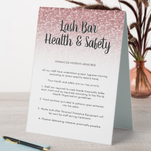 Plaque De Table Rose Gold Parties scintillant Lash Covid Health Sa