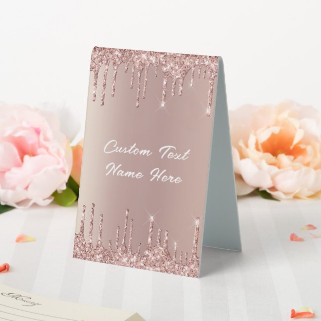 Plaque De Table Rose Gold Parties scintillant personnalisé Nom de  (In SItu (Mariage))