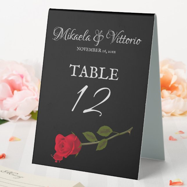 Plaque De Table Rose sanglant Mariage gothique (In SItu (Mariage))